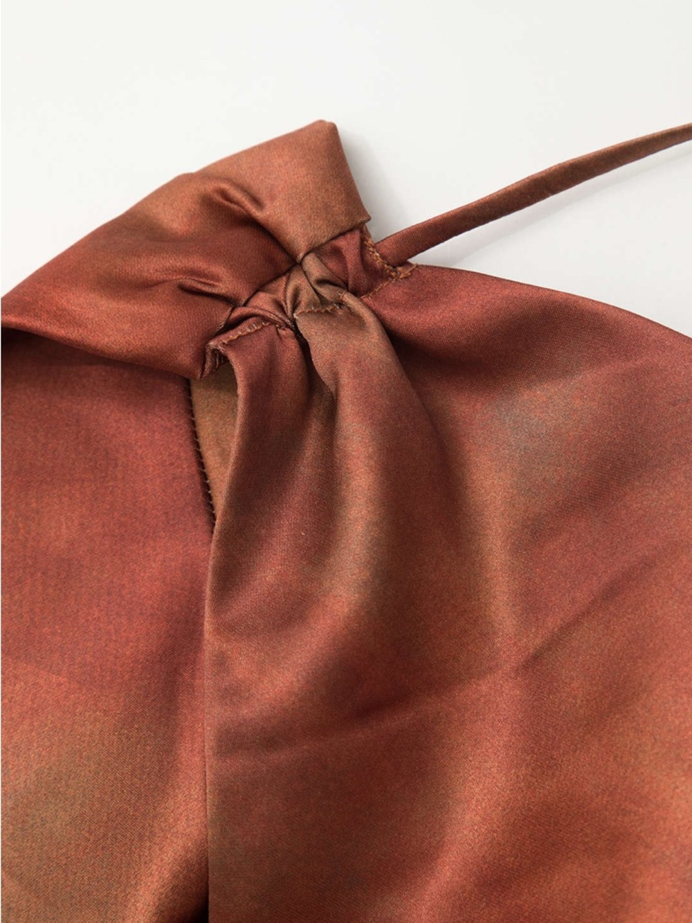 Sleek Rust Satin Maxi Dress with Cowl Neck - Picture 3 of 4